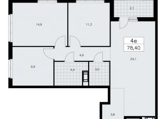 Продается трехкомнатная квартира, 78.4 м2, Ленинградская область