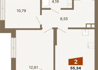 Продам 2-комнатную квартиру, 55.3 м2, Екатеринбург, Верх-Исетский район