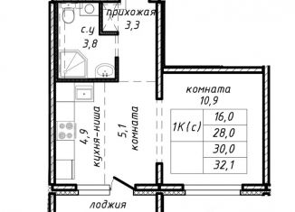 Продам однокомнатную квартиру, 30 м2, Новосибирская область, улица Связистов, 162к4с