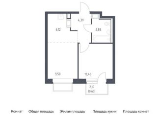 1-ком. квартира на продажу, 35 м2, посёлок Мирный, жилой комплекс Томилино Парк, к6.1, ЖК Томилино Парк