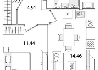 Продаю 1-комнатную квартиру, 38.5 м2, Санкт-Петербург, метро Проспект Ветеранов, улица Тамбасова, 5Н