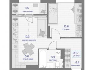 Продажа 1-комнатной квартиры, 39.4 м2, Красноярск, Кировский район, Апрельская улица, 9