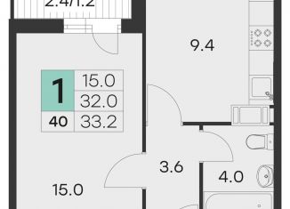 Продаю 1-комнатную квартиру, 33.2 м2, Московская область, улица Михеенко, 25к6