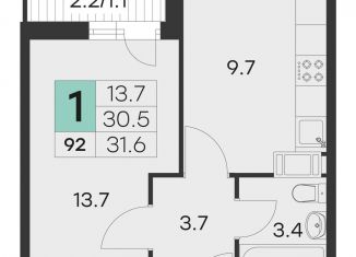 Продажа 1-комнатной квартиры, 31.6 м2, Хотьково