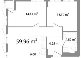 Продажа трехкомнатной квартиры, 60 м2, Челябинск