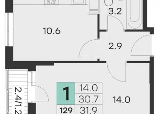 Продаю однокомнатную квартиру, 31.9 м2, Хотьково