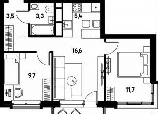 Продается трехкомнатная квартира, 51.5 м2, деревня Кондратово, улица Улановой, 7