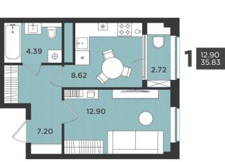 Продается 1-ком. квартира, 35.8 м2, Ленинградская область