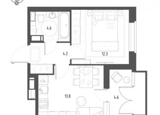 Продажа 1-комнатной квартиры, 37.4 м2, Омск, микрорайон Зелёная Река, 1