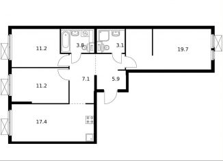 Продам 3-комнатную квартиру, 79.4 м2, Котельники, ЖК Белая Дача Парк, микрорайон Парковый, 1к7