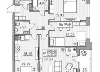 Продам трехкомнатную квартиру, 96.2 м2, Казань