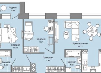 Продам трехкомнатную квартиру, 67 м2, Киров, улица 4-й Пятилетки, 82