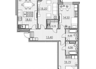 Продажа 3-ком. квартиры, 93.7 м2, Казань, ЖК Времена года