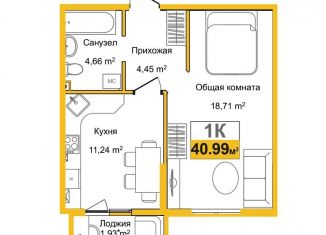 Продается однокомнатная квартира, 41 м2, Симферополь, ЖК Город Мира