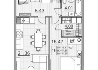 Продаю 1-ком. квартиру, 54.4 м2, Казань