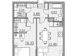 Продам 1-комнатную квартиру, 56.3 м2, Казань