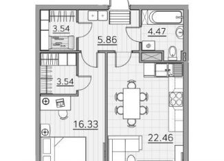 Продается 1-комнатная квартира, 56.2 м2, Казань, улица Генерала Ерина, 5Д