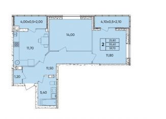 Продается 2-комнатная квартира, 59.7 м2, Ростов-на-Дону, проспект 40-летия Победы, 113