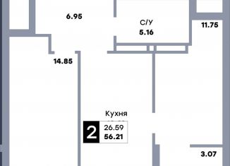 Продажа 2-ком. квартиры, 56.2 м2, Самара, улица Стара-Загора, 333, Кировский район