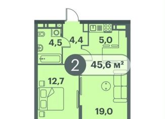 2-комнатная квартира на продажу, 45.6 м2, Красноярск, Кировский район