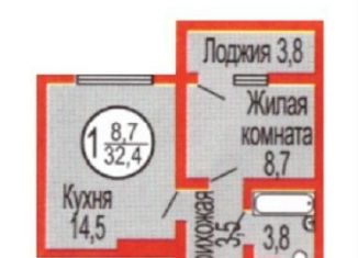 Продажа двухкомнатной квартиры, 33 м2, Оренбург, Уральская улица, 2/22, ЖК Дубки