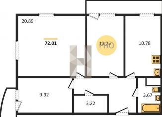 Продаю 3-комнатную квартиру, 72 м2, Татарстан, Уютная улица, 6