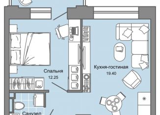 Двухкомнатная квартира на продажу, 42 м2, Киров, Ленинский район, улица 4-й Пятилетки, 86