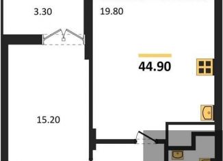 Продам 1-ком. квартиру, 44.9 м2, Воронеж, Железнодорожный район