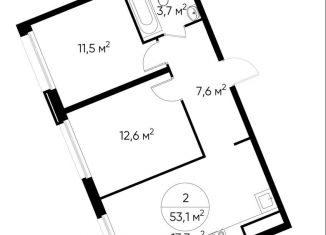 Продажа 2-ком. квартиры, 53.1 м2, Москва, деревня Рассказовка, 1