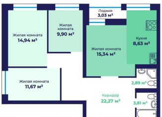 Продам 4-комнатную квартиру, 91.7 м2, Ярославль