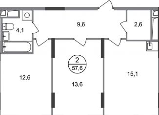 Продаю 2-комнатную квартиру, 57.6 м2, Москва, деревня Рассказовка, 2