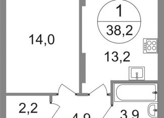 1-ком. квартира на продажу, 38.2 м2, деревня Рассказовка, 2-я Боровская улица, 1