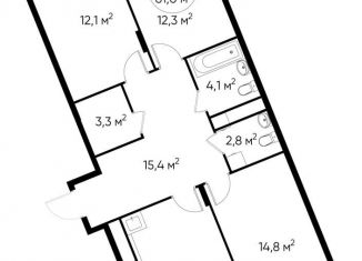 3-ком. квартира на продажу, 81 м2, деревня Рассказовка, деревня Рассказовка, 1