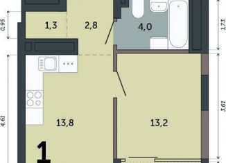 Однокомнатная квартира на продажу, 35.1 м2, Свердловская область, улица Бакинских Комиссаров, 33А/3