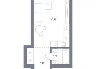 Продается квартира студия, 29.3 м2, Новосибирск, Железнодорожная улица, 18, Железнодорожный район