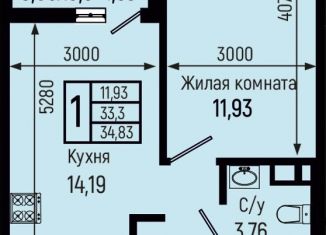 Продаю 1-комнатную квартиру, 34.8 м2, село Небуг