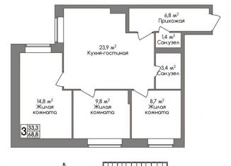 Продается 3-ком. квартира, 68.8 м2, Тула, улица Маяковского, 39