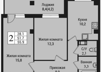 Продам 2-комнатную квартиру, 60.1 м2, Ленинградская область