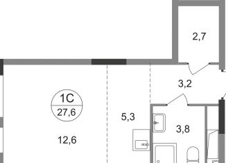 Квартира на продажу студия, 27.6 м2, Московский, ЖК Первый Московский