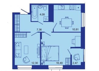 Продам 2-комнатную квартиру, 53.5 м2, Брянск