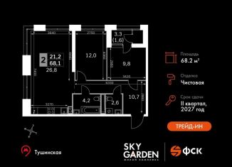 Продажа двухкомнатной квартиры, 68.2 м2, Москва, район Покровское-Стрешнево