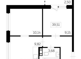 Продам 2-комнатную квартиру, 39.5 м2, Мурино, Екатерининская улица, 19, ЖК Урбанист