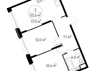 Продаю 2-комнатную квартиру, 53.5 м2, Москва, деревня Рассказовка, 1