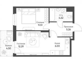 2-ком. квартира на продажу, 41.1 м2, Казань, улица Гаврилова, 5Бк1