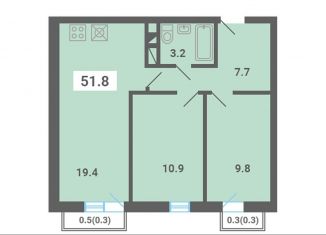 Продам 2-ком. квартиру, 51.8 м2, поселок Мещерино