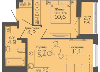 1-комнатная квартира на продажу, 37.6 м2, Екатеринбург, улица 8 Марта, 204Г, Чкаловский район