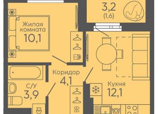 1-комнатная квартира на продажу, 31.8 м2, Екатеринбург, метро Ботаническая, жилой комплекс Новокольцовский, 6