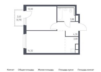 Продаю 1-комнатную квартиру, 38.4 м2, Мурино