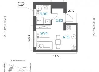 1-ком. квартира на продажу, 20.6 м2, Республика Башкортостан