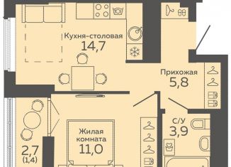 1-ком. квартира на продажу, 36.8 м2, Екатеринбург, Чкаловский район, улица 8 Марта, 204Г